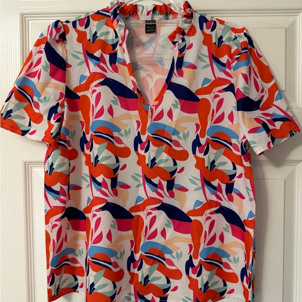 SHEIN Colorful Abstract Print Blouse Size S
